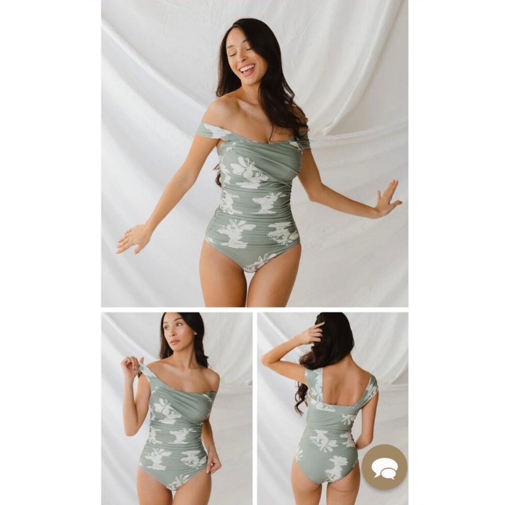 Albion Fit "Paradise Lost" Green Swimsuit Bathing Suit One-Piece XS